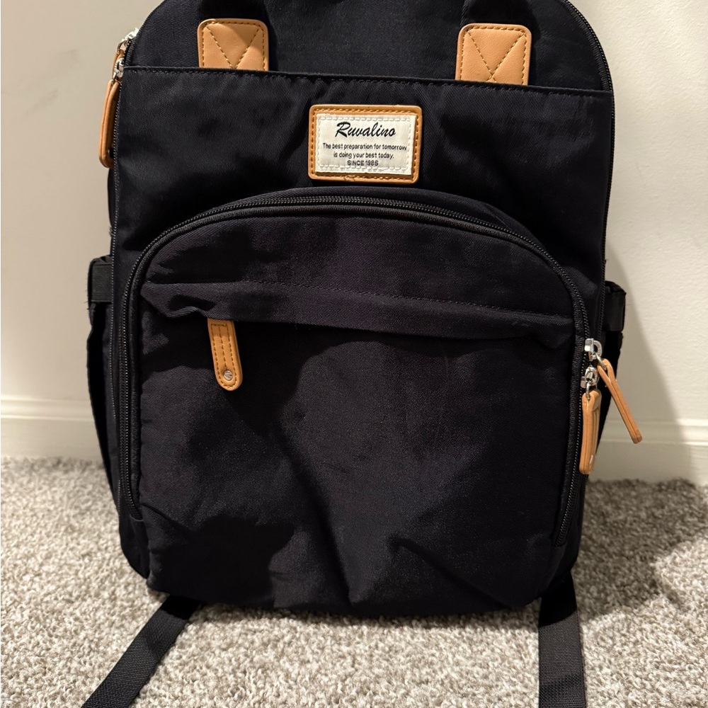 Ruvalino Diaper Baby Backpack with Tan Accents